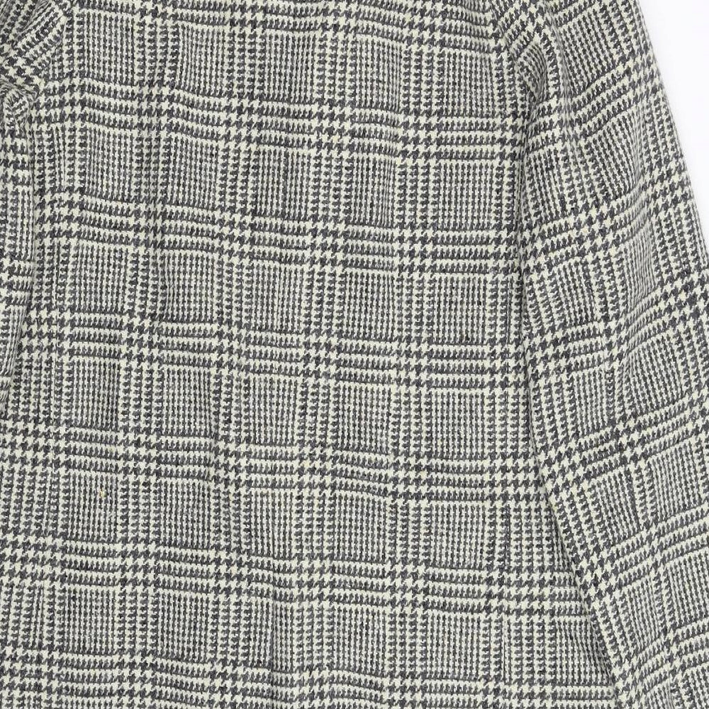 Molloy & Sons Mens Beige Houndstooth  Overcoat Coat Size 44  - Merino Wool