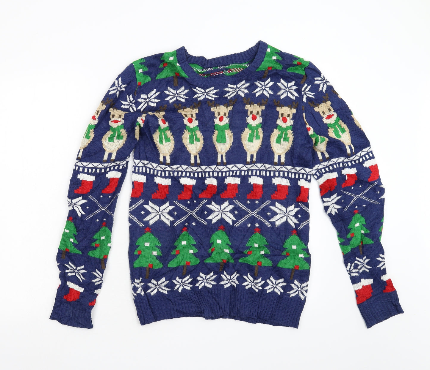 Nutmeg Womens Blue  Knit Pullover Jumper Size M  - Christmas