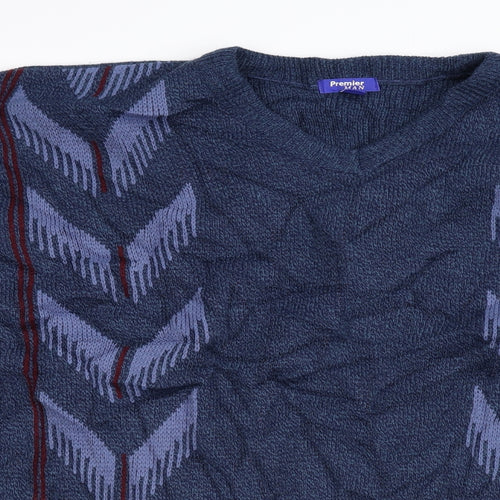 Premier Man Mens Blue  Knit Pullover Jumper Size 2XL