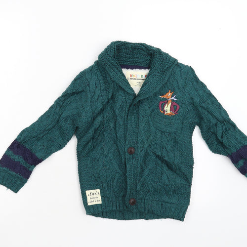 M&S Boys Green   Cardigan Jumper Size 4-5 Years  - Roald Dahl Mr Fox
