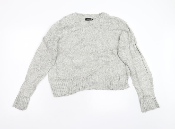 New Look Womens Grey Knit Pullover Jumper Size L