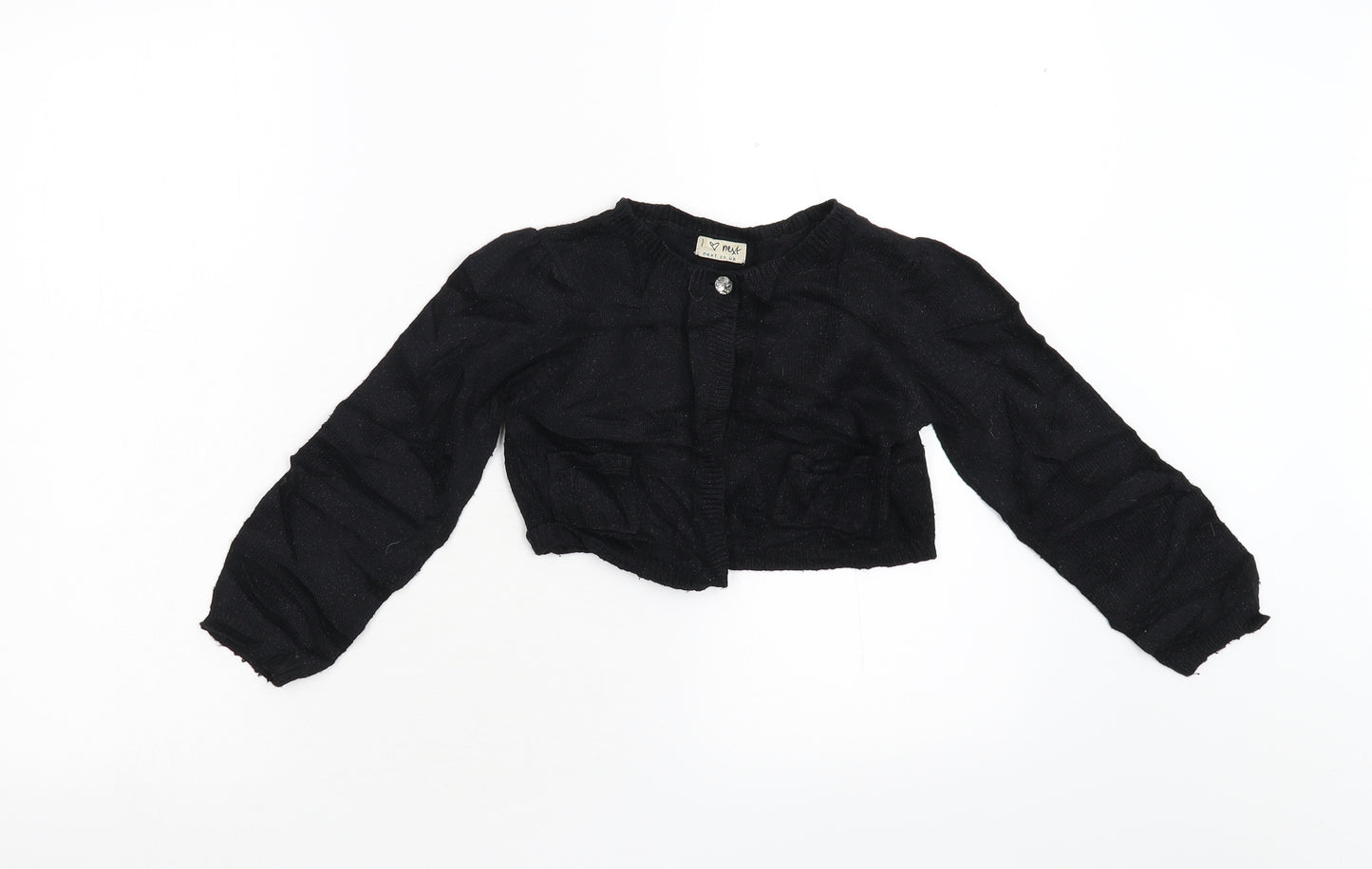 NEXT Girls Black  Knit Cardigan Jumper Size 5-6 Years