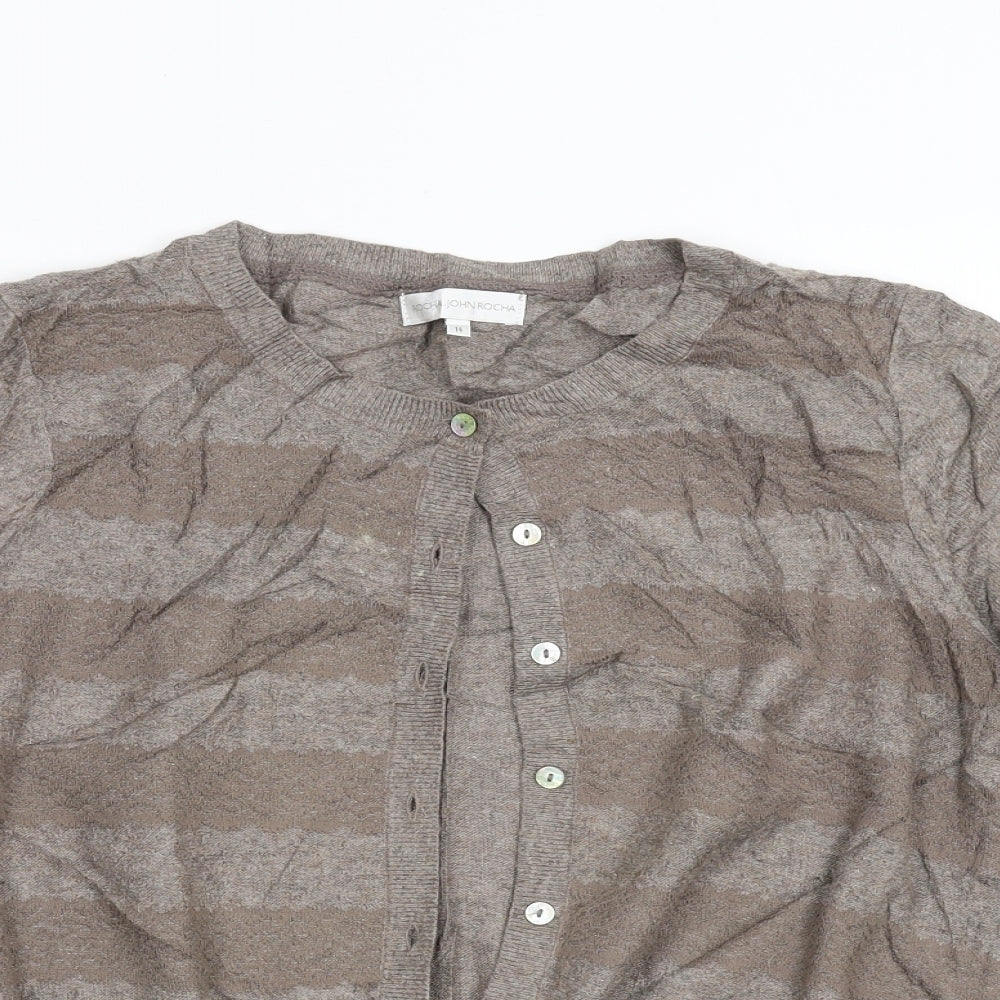 John Rocha Womens Brown   Cardigan Jumper Size 14