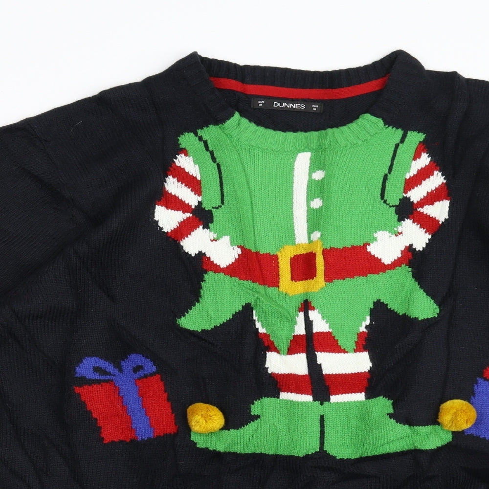 Dunnes Mens Blue  Knit Pullover Jumper Size M  - Christmas