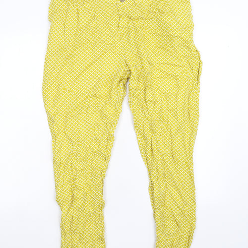 M&S Womens Yellow Geometric  Trousers  Size 14 L26 in