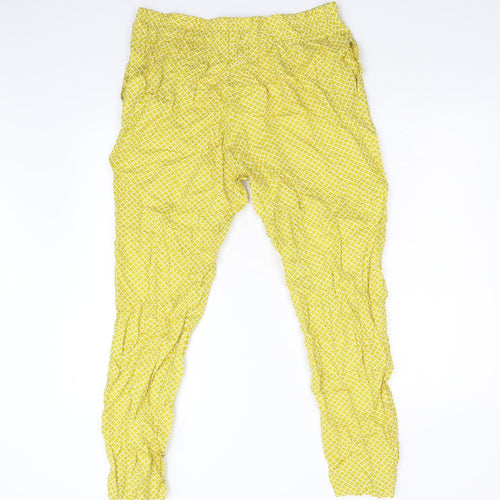 M&S Womens Yellow Geometric  Trousers  Size 14 L26 in