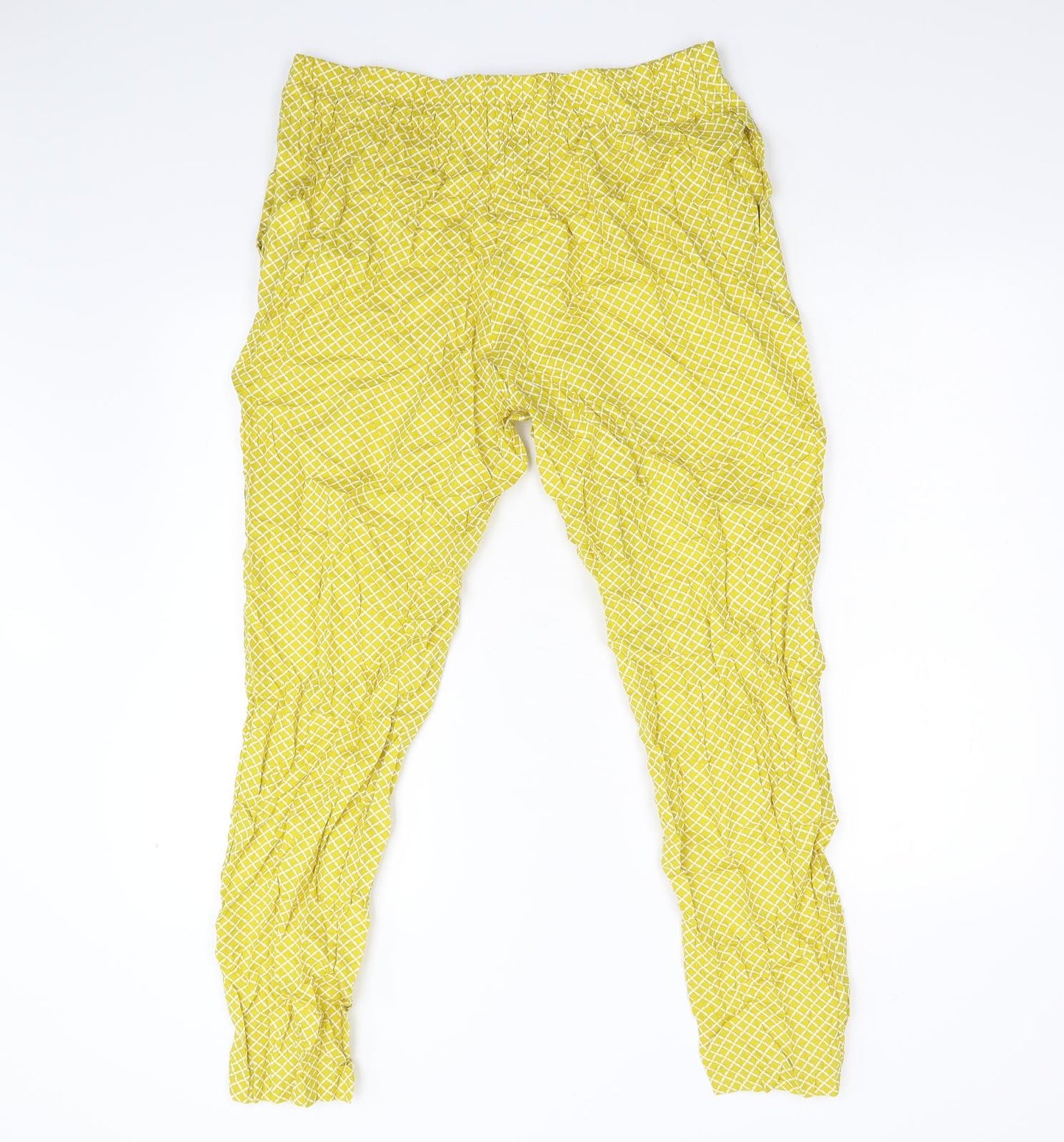 M&S Womens Yellow Geometric  Trousers  Size 14 L26 in