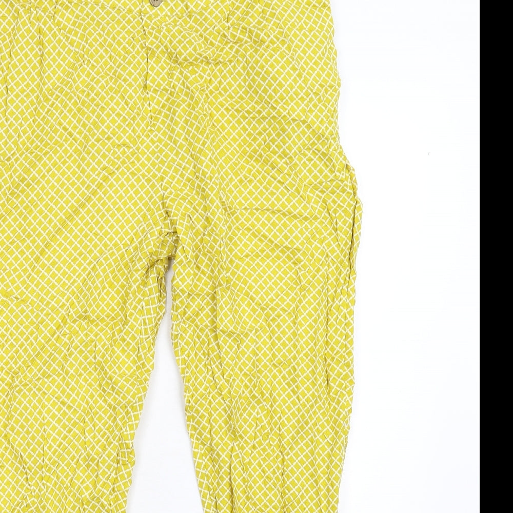 M&S Womens Yellow Geometric  Trousers  Size 14 L26 in