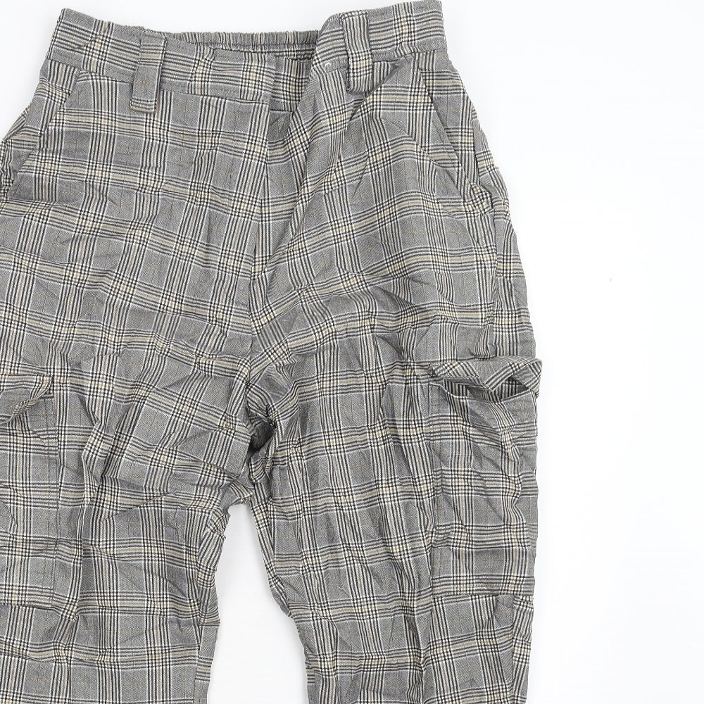 Primark Womens Grey Check  Trousers  Size 14 L25 in