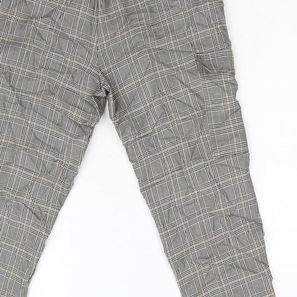 Primark Womens Grey Check  Trousers  Size 14 L25 in
