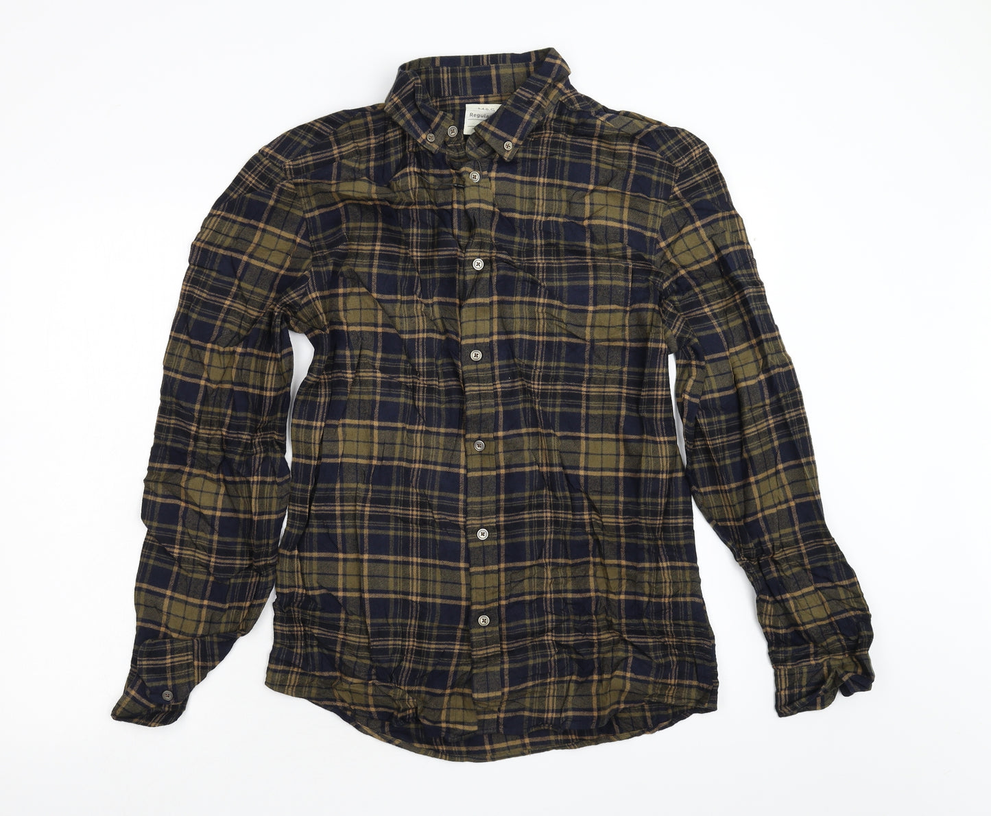 M&S Mens Multicoloured Check Flannel  Button-Up Size S