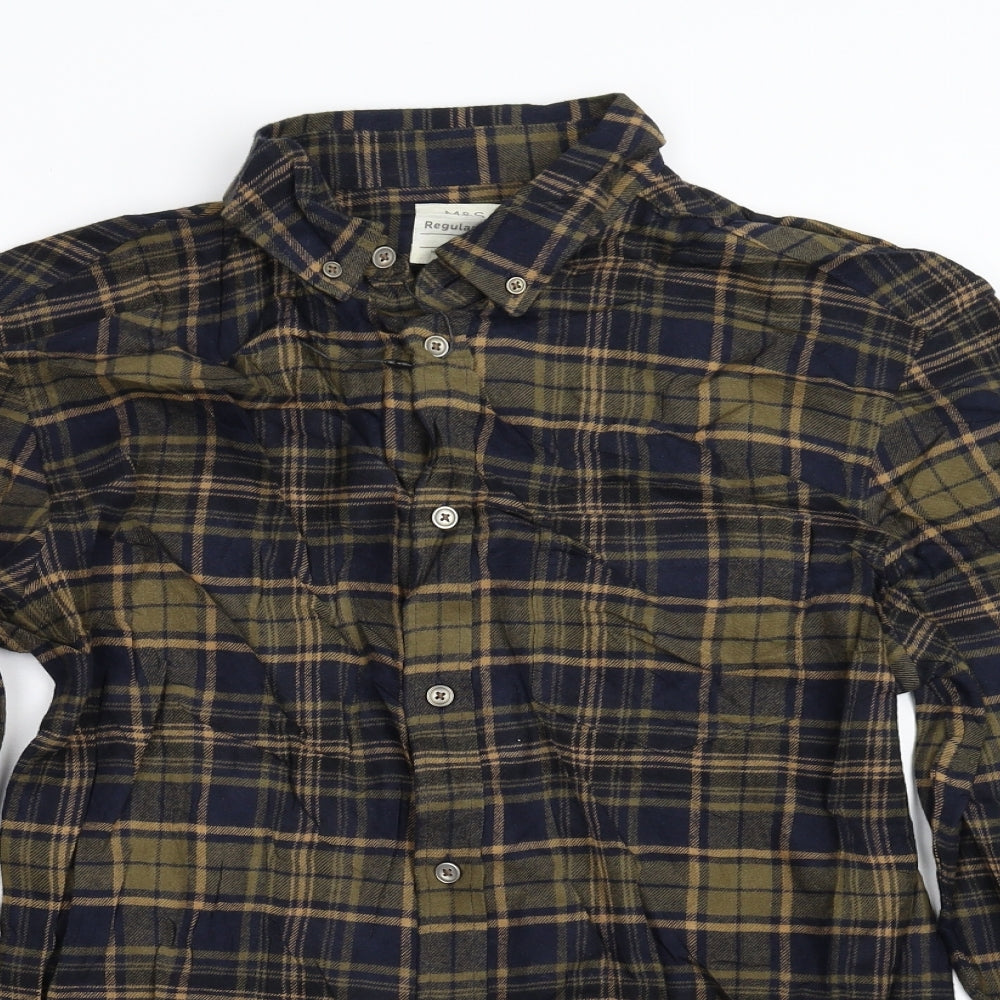 M&S Mens Multicoloured Check Flannel  Button-Up Size S