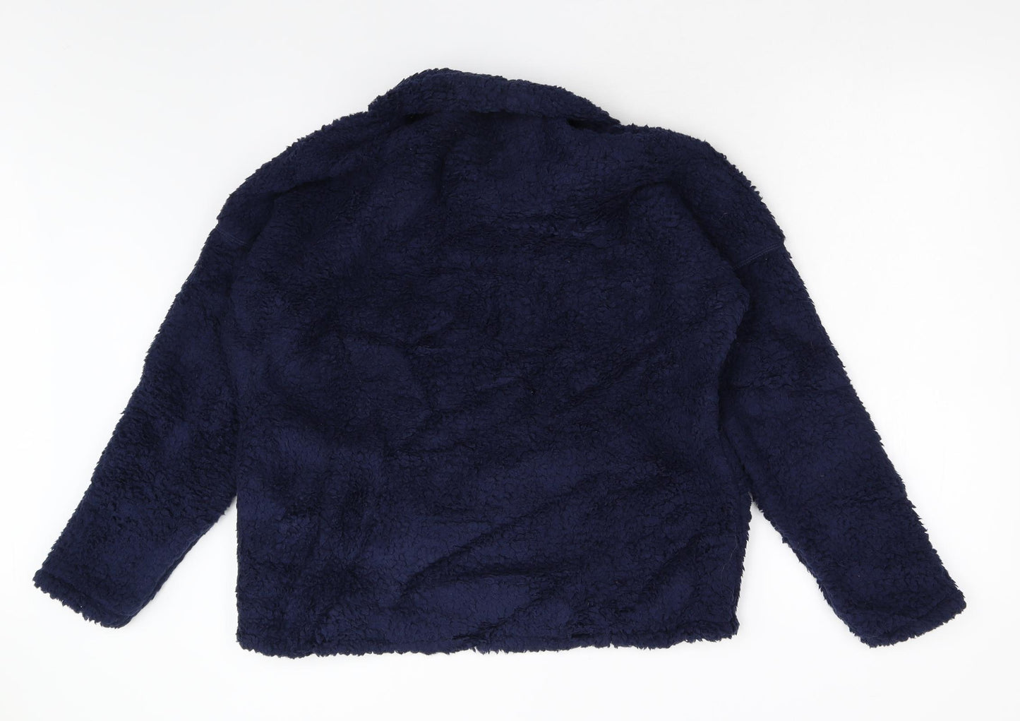 M&S Womens Blue Solid Fleece Top Pyjama Top Size 12