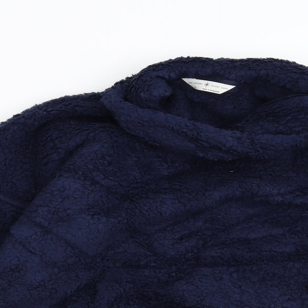 M&S Womens Blue Solid Fleece Top Pyjama Top Size 12