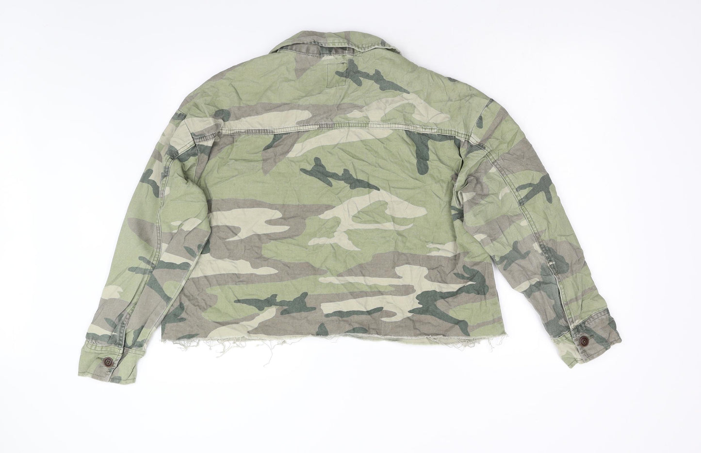 Primark Womens Green Camouflage Denim Jacket  Size M