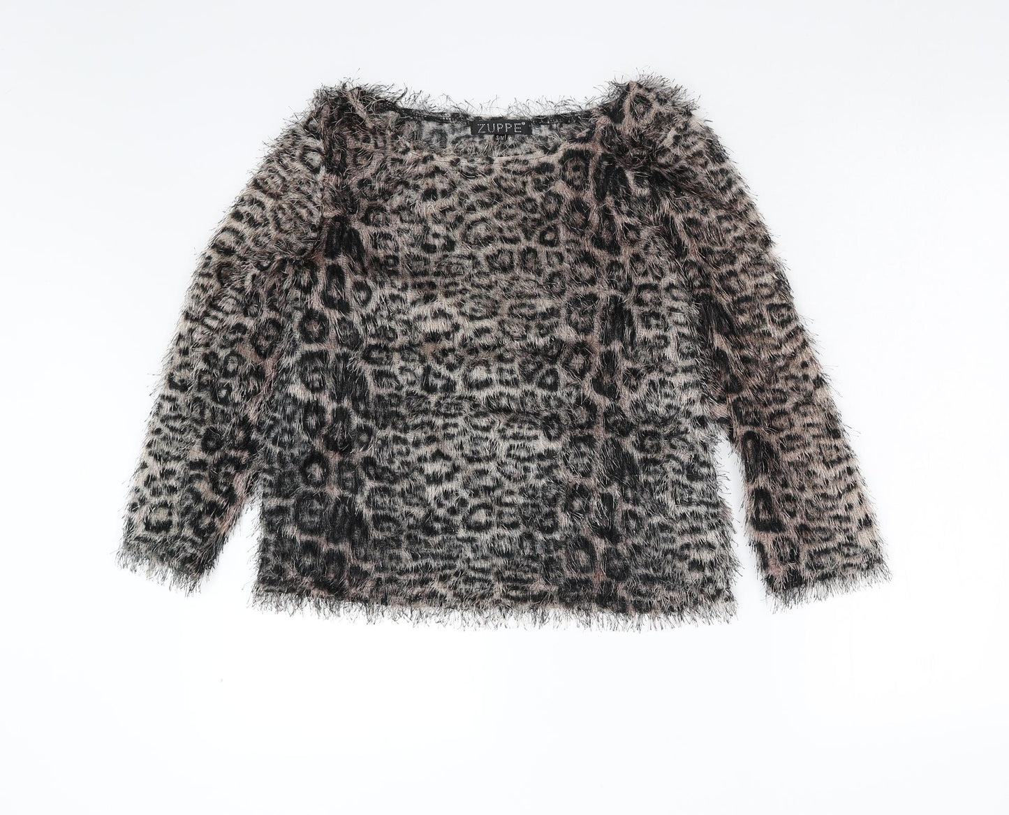 Zuppe Womens Brown Animal Print  Pullover Jumper Size S