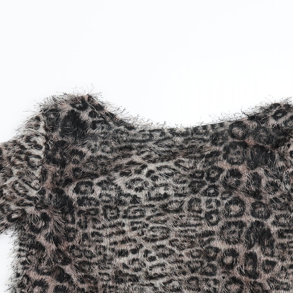Zuppe Womens Brown Animal Print  Pullover Jumper Size S