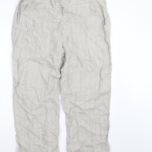M&S Womens Grey Striped  Trousers  Size 20 L25 in