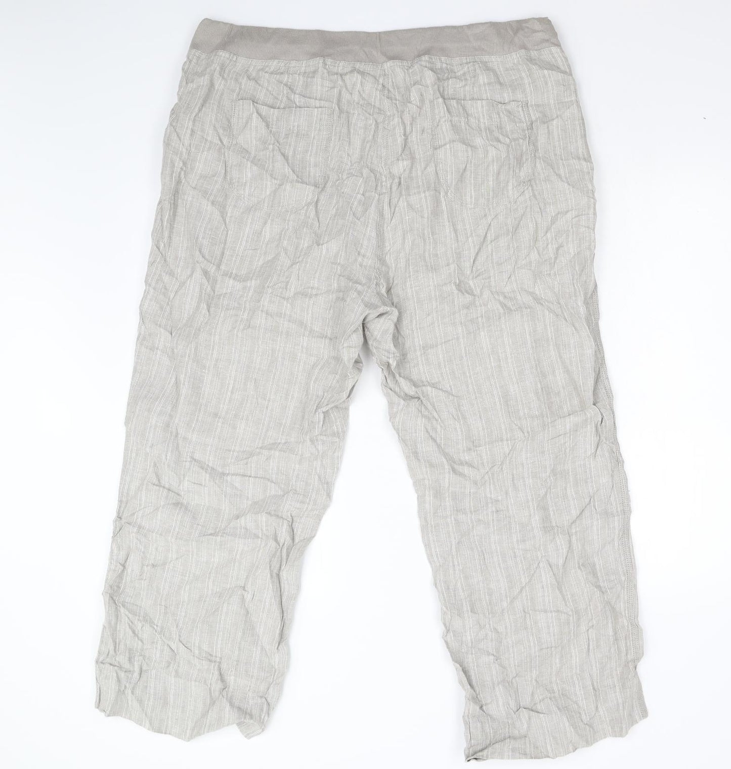 M&S Womens Grey Striped  Trousers  Size 20 L25 in