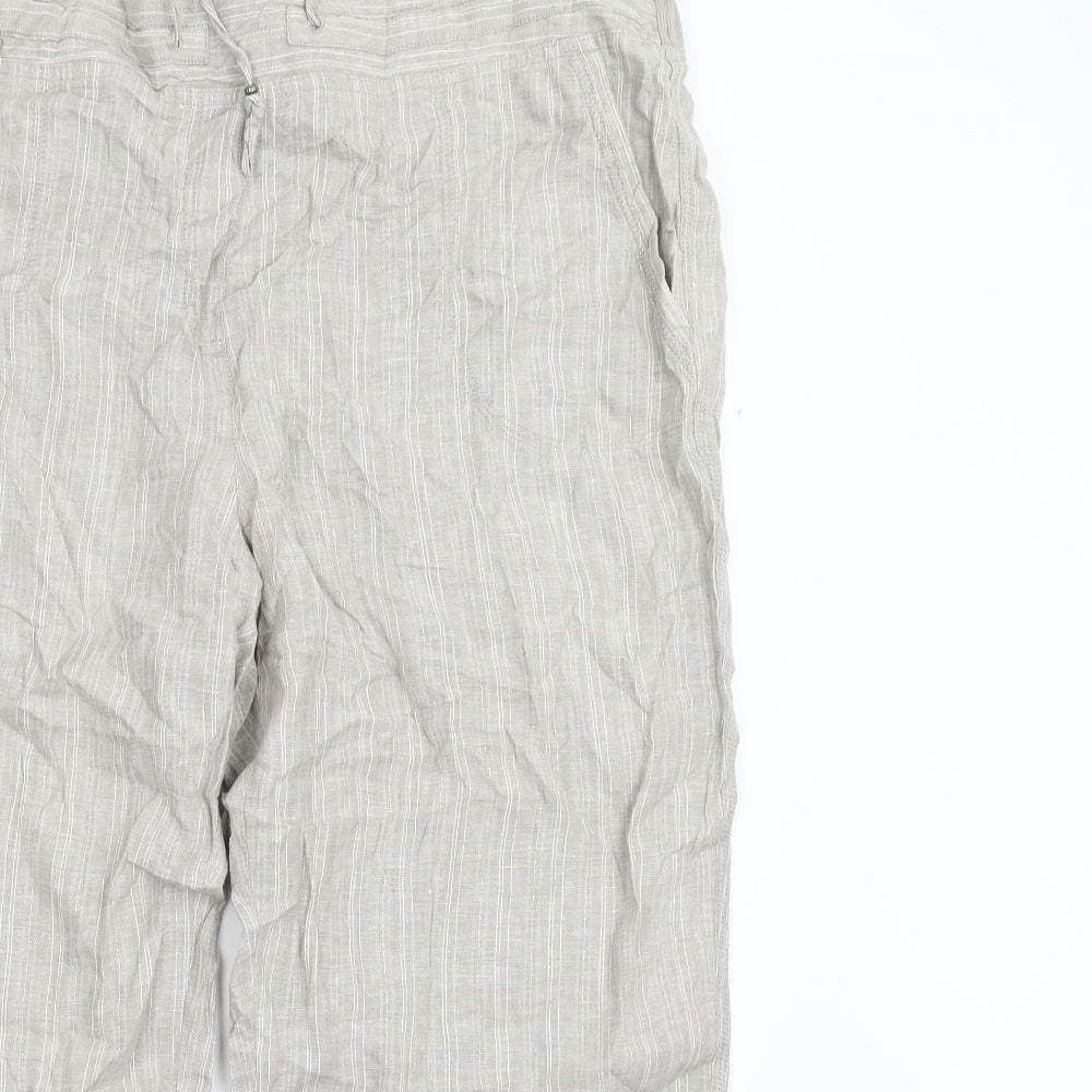 M&S Womens Grey Striped  Trousers  Size 20 L25 in