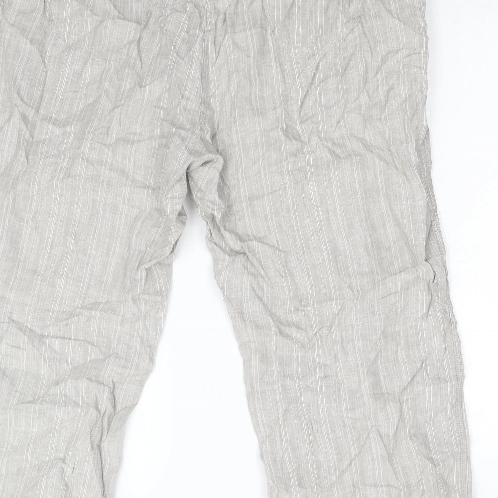 M&S Womens Grey Striped  Trousers  Size 20 L25 in