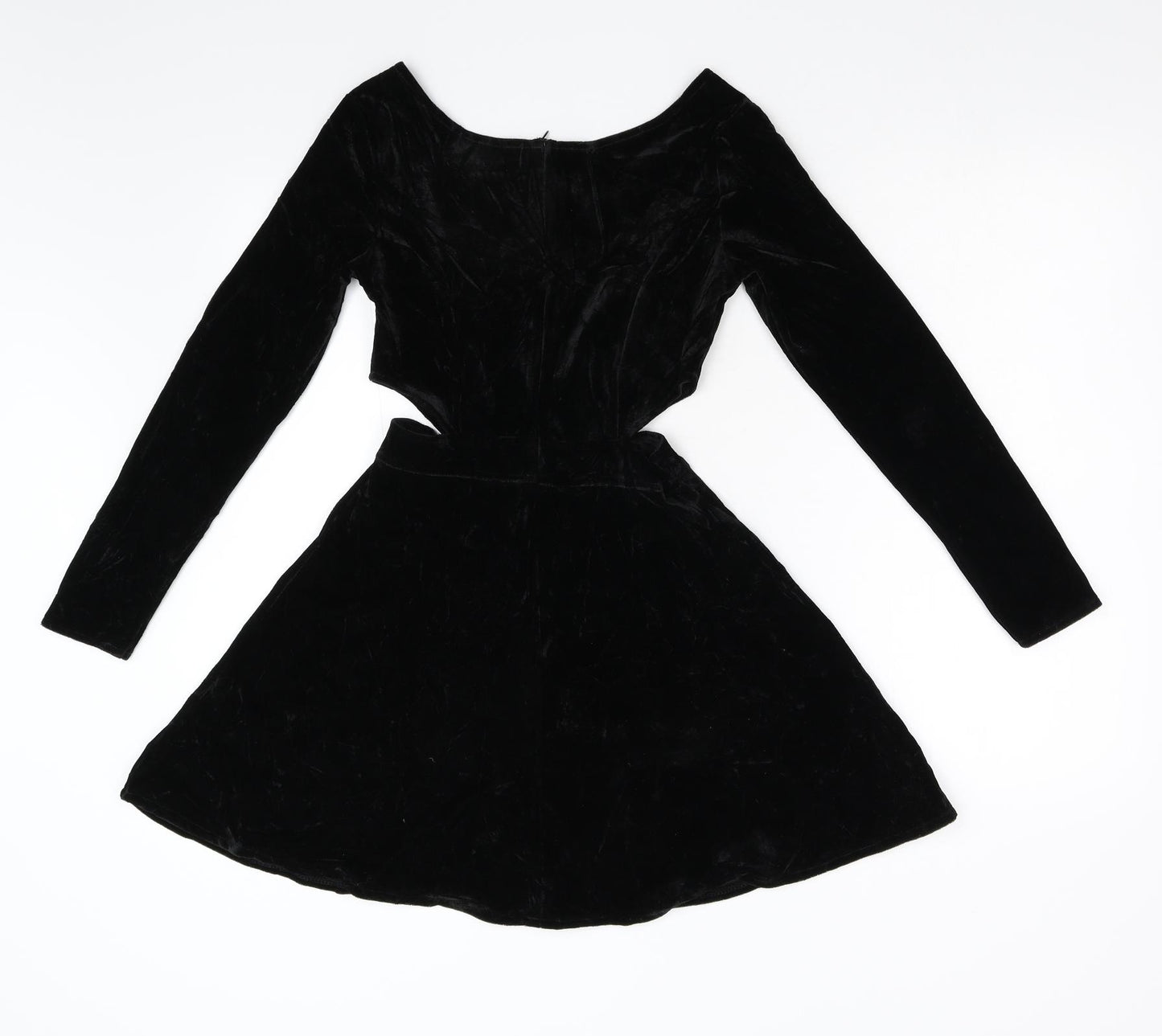 Missguided Womens Black  Velour Fit & Flare  Size 6