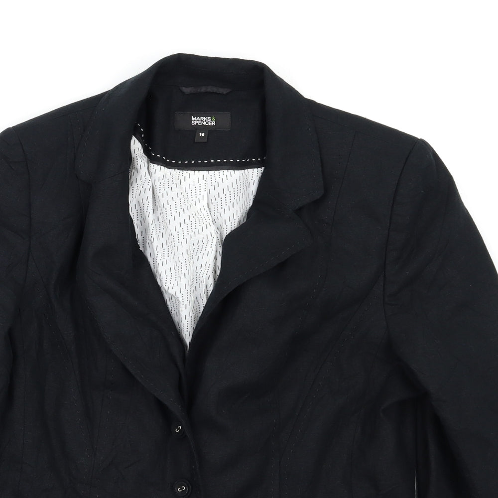 M&S Womens Black   Jacket Blazer Size 16