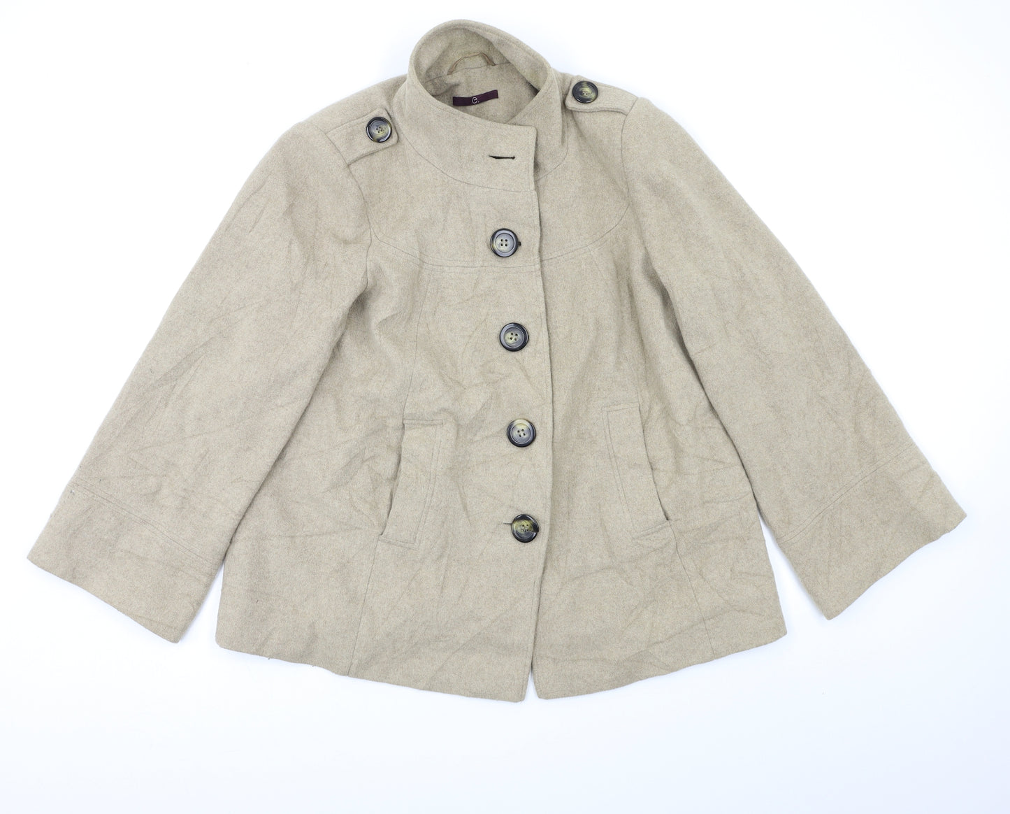 Evie Womens Beige   Pea Coat Coat Size 16