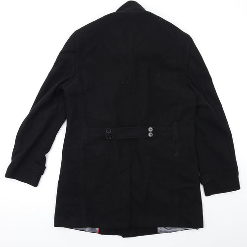 Ventuno Mens Black   Pea Coat Coat Size M