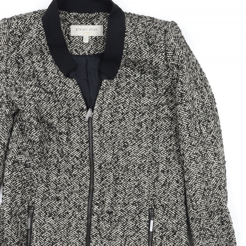 Gharani Strok Womens Grey Herringbone  Overcoat Coat Size S