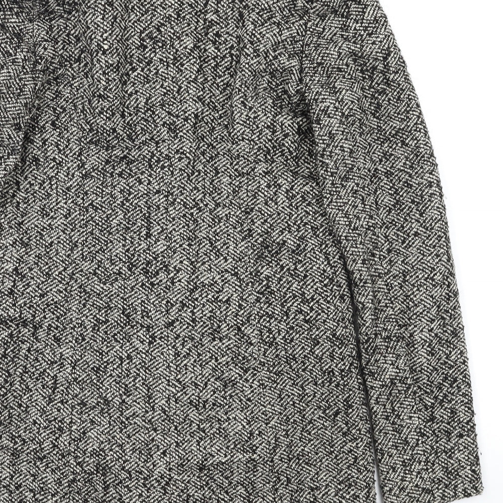 Gharani Strok Womens Grey Herringbone  Overcoat Coat Size S