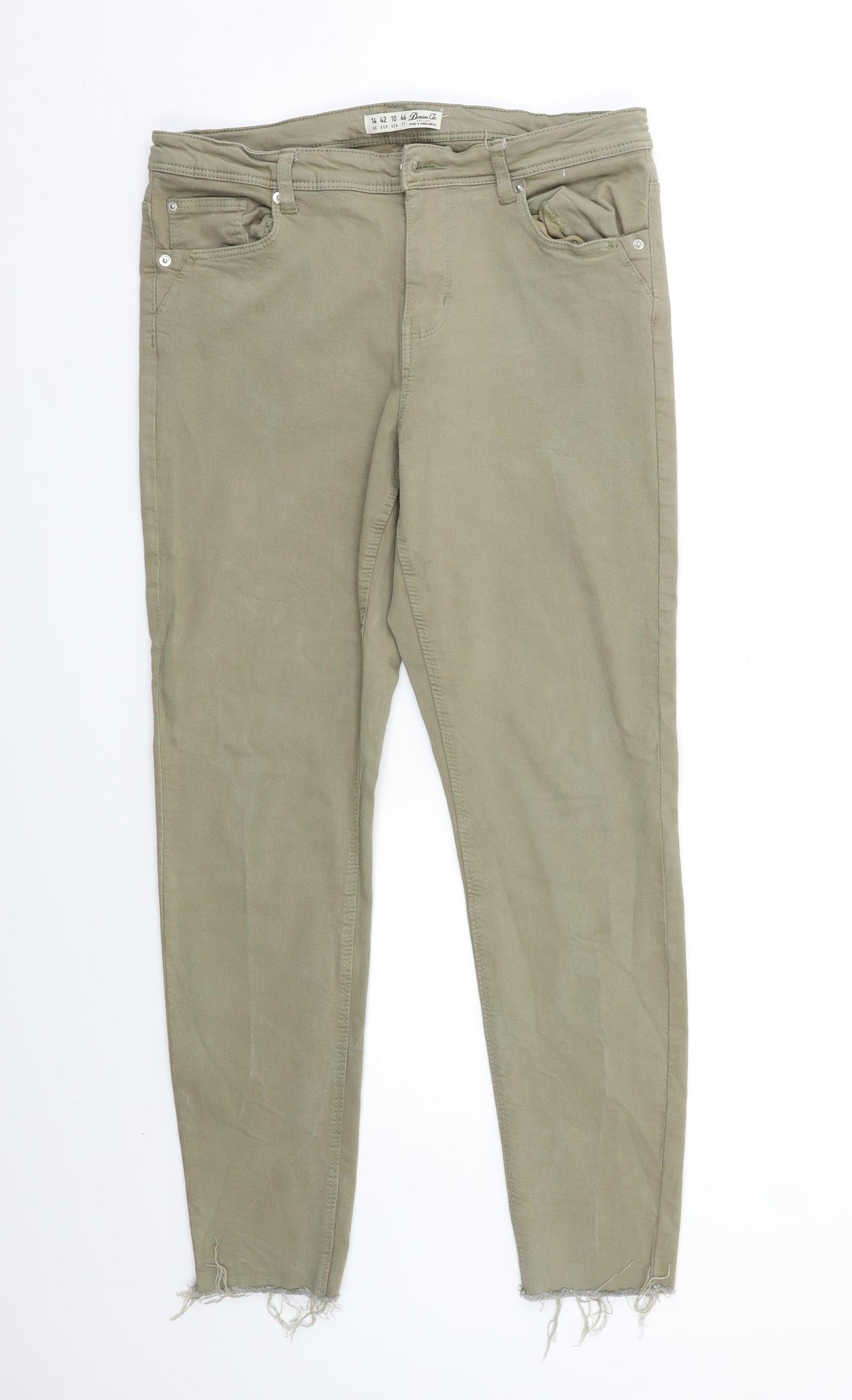Denim & Co. Womens Green   Skinny Jeans Size 14 L25 in
