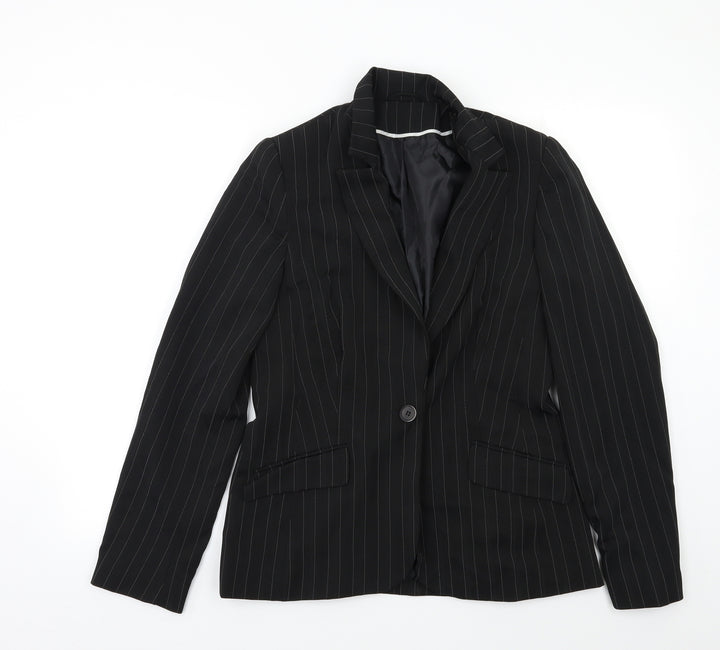 New Look Womens Black Striped  Jacket Blazer Size 12