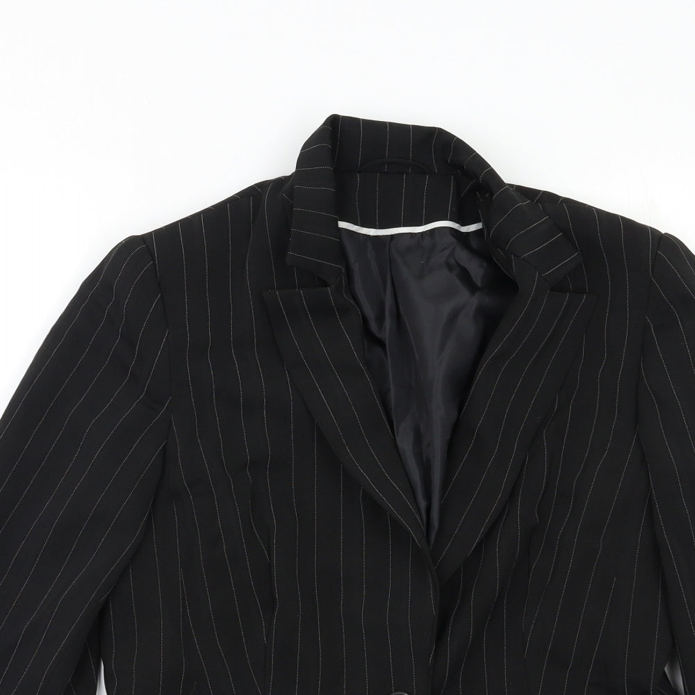 New Look Womens Black Striped  Jacket Blazer Size 12