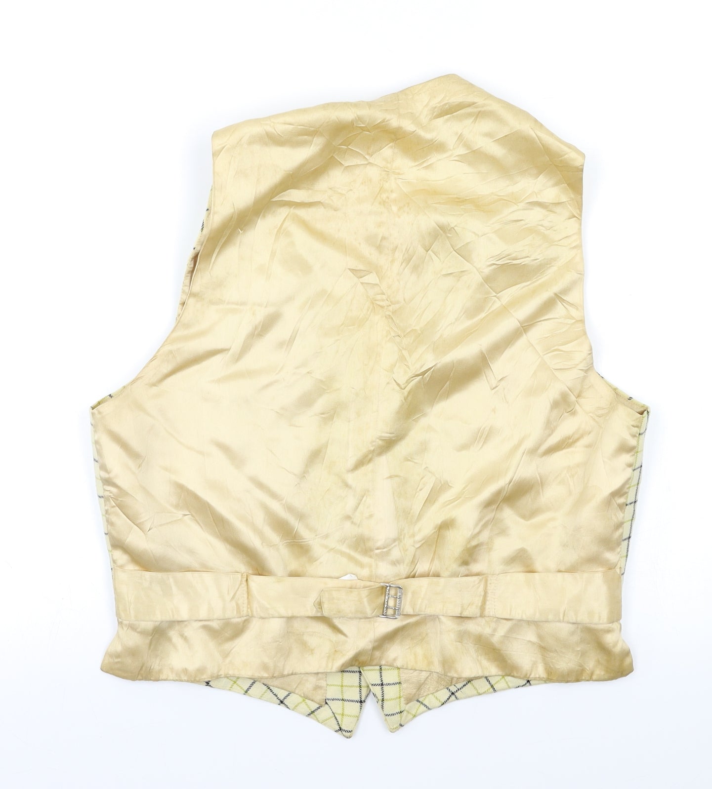 Prew Mens Beige Check  Jacket Suit Waistcoat Size M