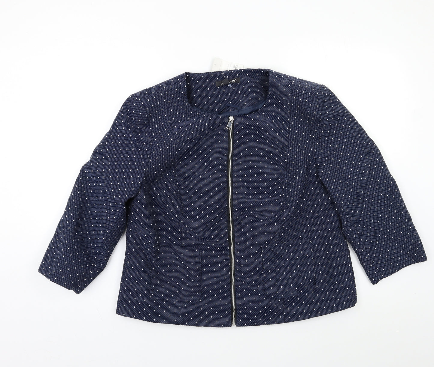 Bonmarché Womens Blue Polka Dot  Jacket Blazer Size 16