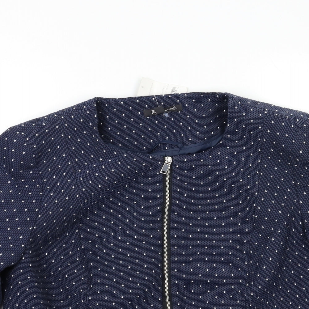 Bonmarché Womens Blue Polka Dot  Jacket Blazer Size 16