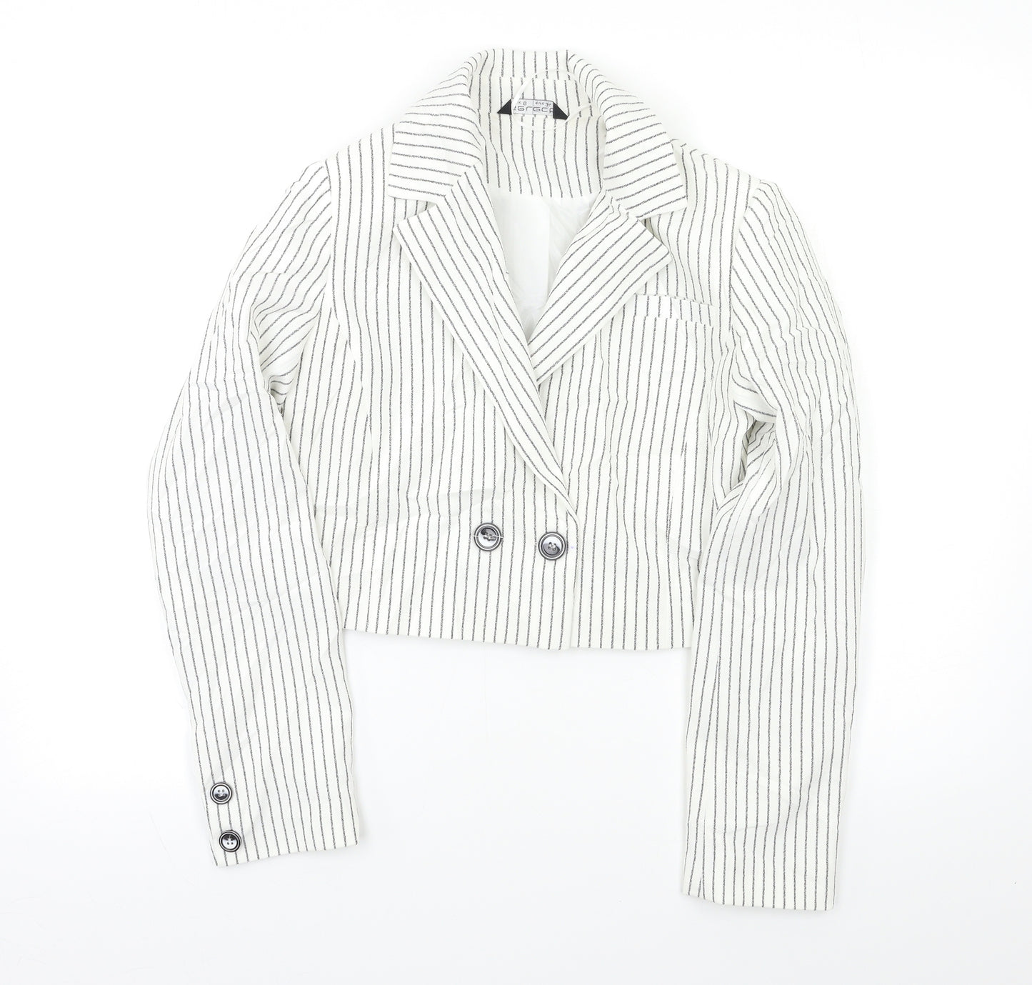 Select Womens White Striped  Jacket Blazer Size 6