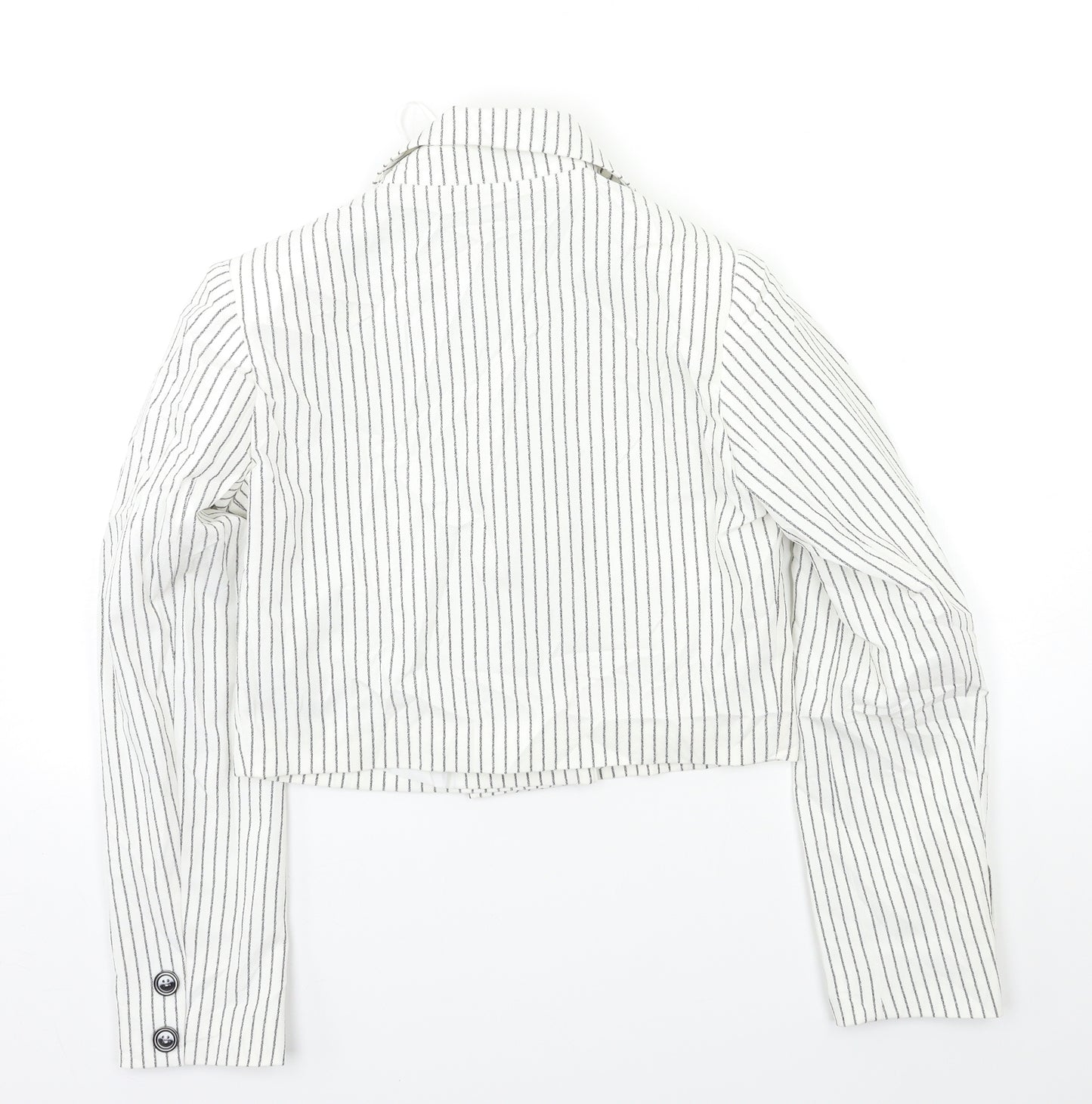 Select Womens White Striped  Jacket Blazer Size 6