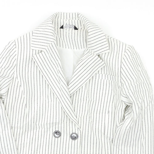 Select Womens White Striped  Jacket Blazer Size 6
