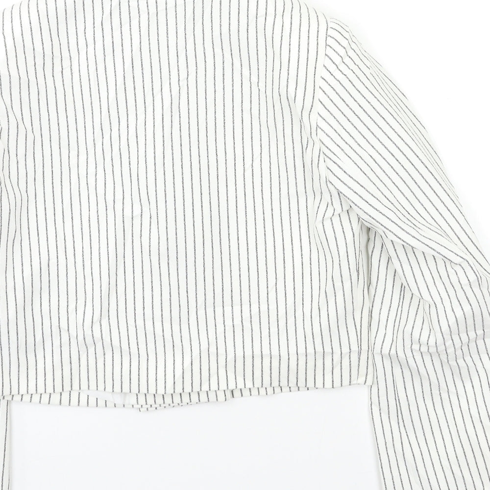 Select Womens White Striped  Jacket Blazer Size 6