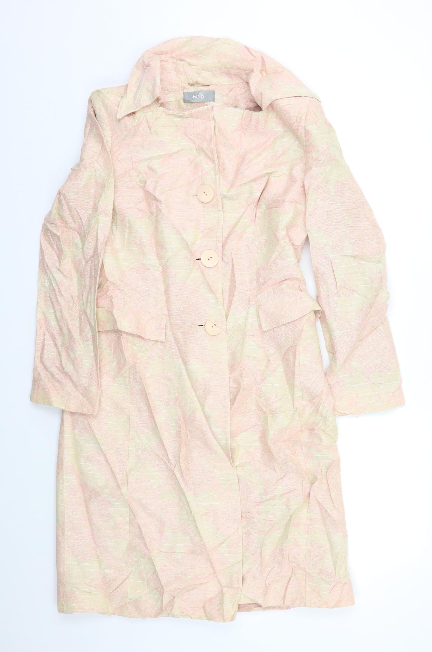 Wallis Womens Beige Floral  Overcoat Coat Size 12