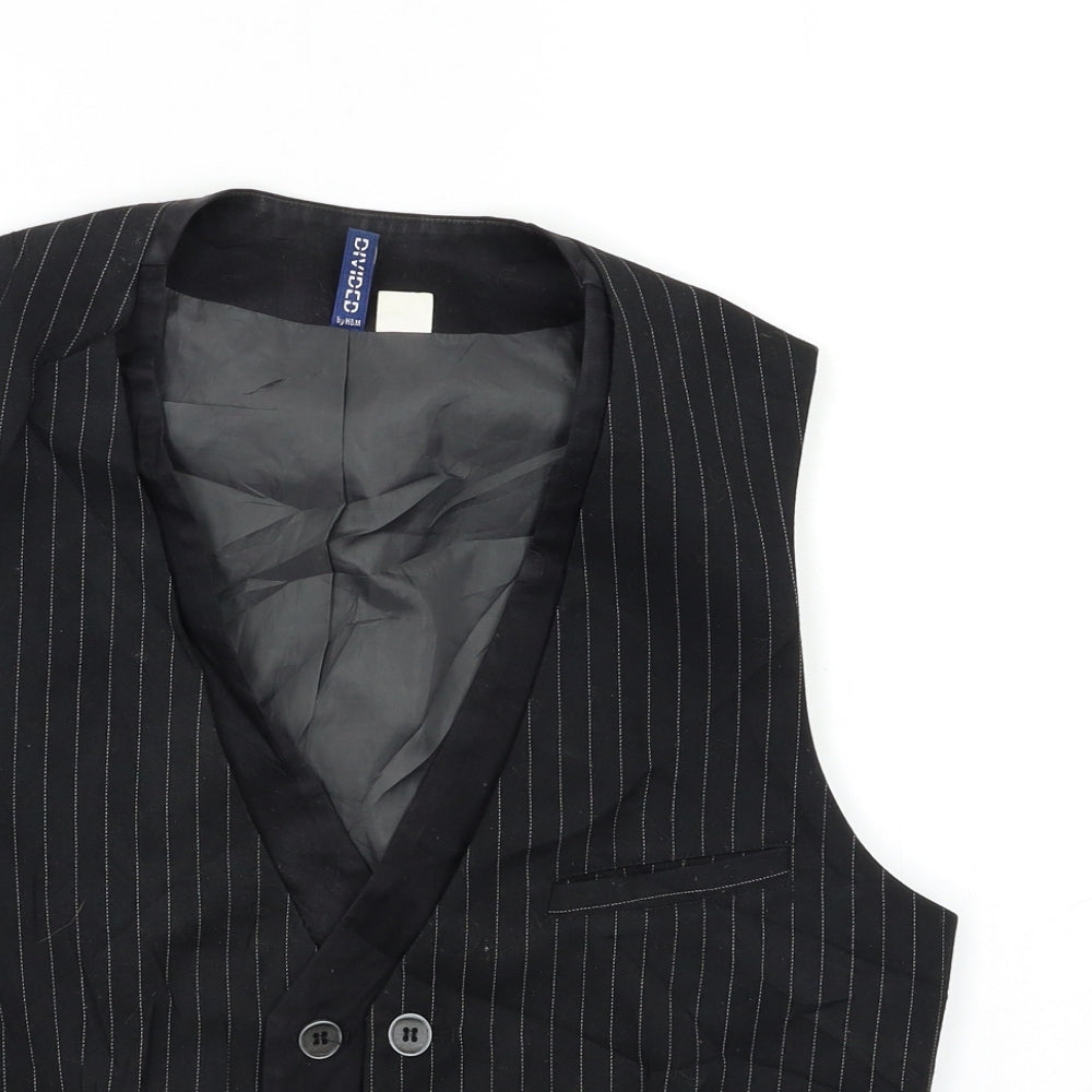H&M Mens Black Striped  Jacket Suit Waistcoat Size L