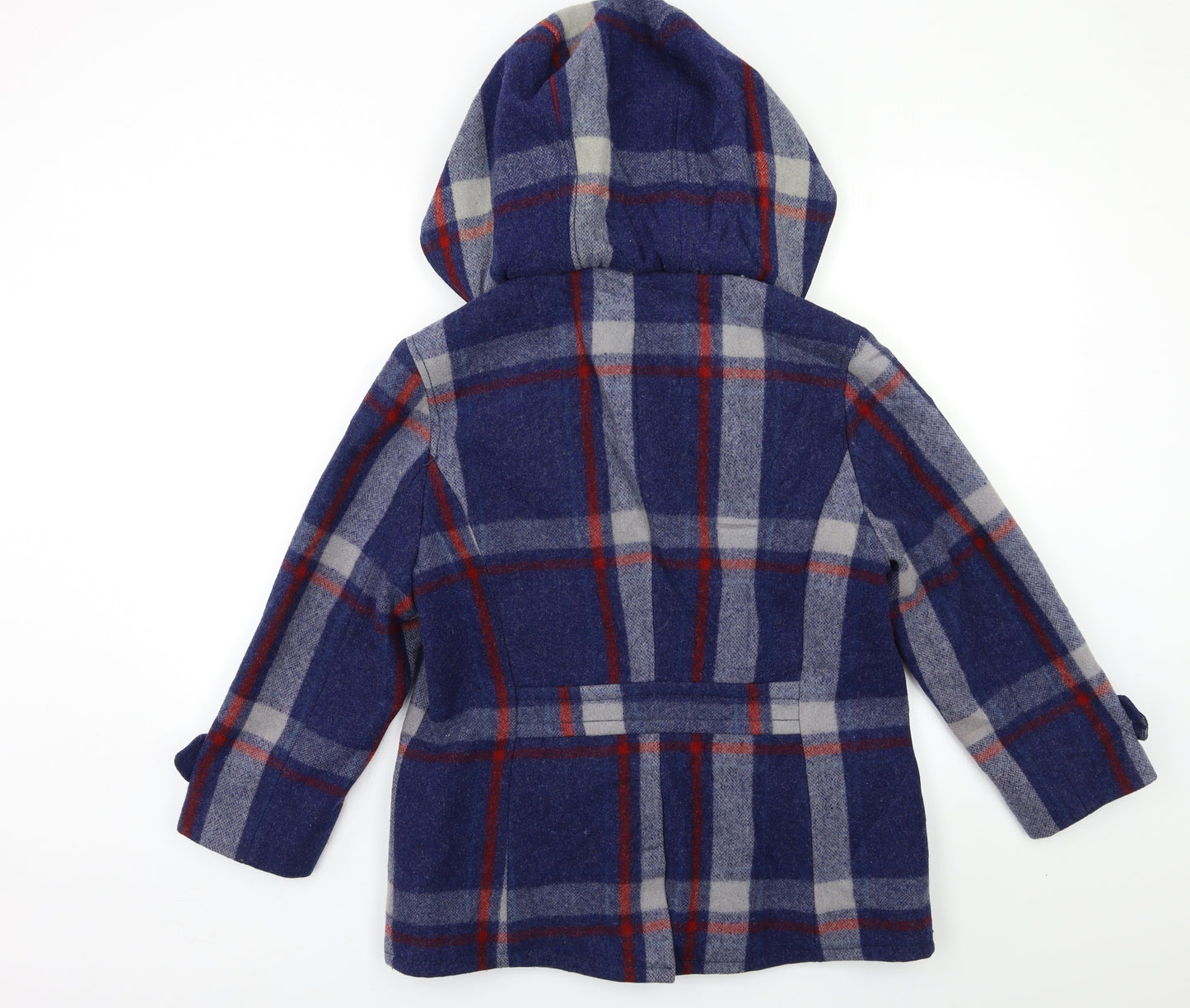 American Eagle Womens Blue Check  Pea Coat Coat Size L