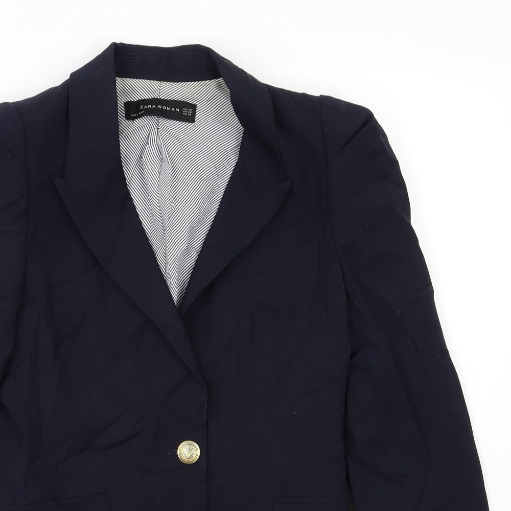 Zara Womens Blue Striped  Jacket Blazer Size S