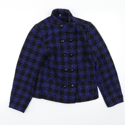 Isle Womens Blue Check  Jacket Blazer Size M