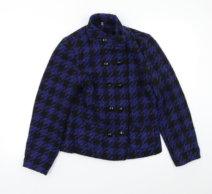 Isle Womens Blue Check  Jacket Blazer Size M