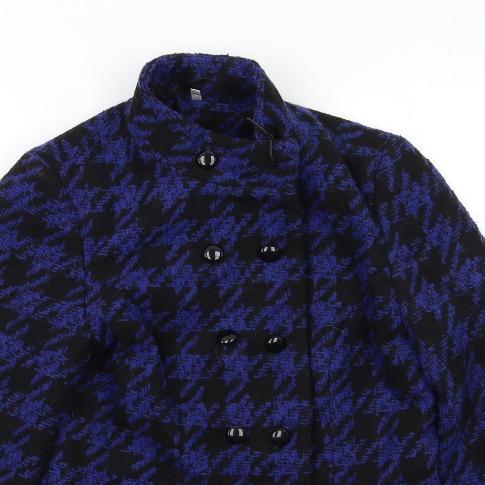 Isle Womens Blue Check  Jacket Blazer Size M