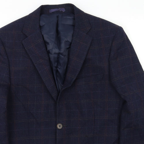 Aston & Gunn Mens Blue Check  Jacket Blazer Size 38