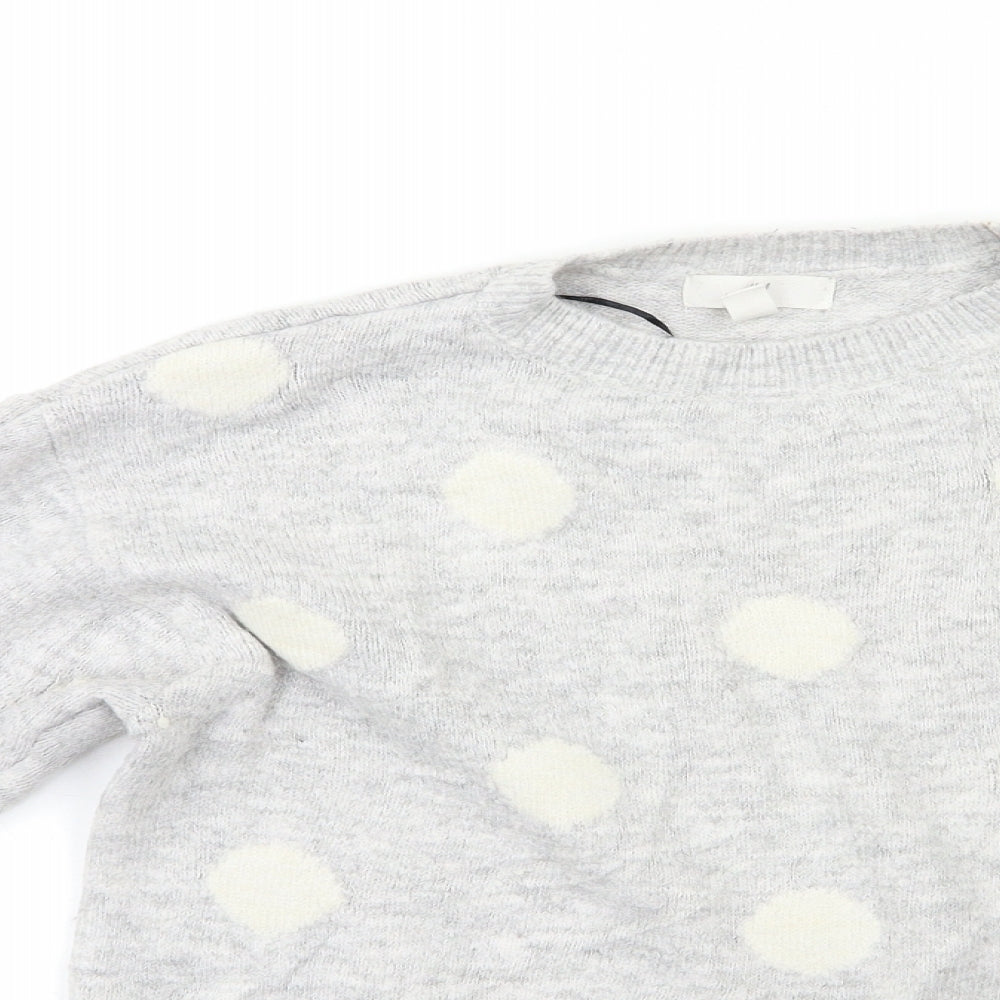 H&M Womens Grey Polka Dot  Pullover Jumper Size S